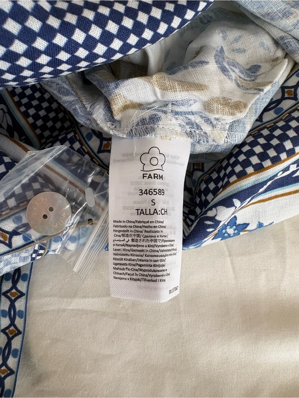 NWOT Farm Rio Off-White Ana Tapestry Lenzing™ Ecovero™ Euroflax™ Romper S - Picture 9 of 16